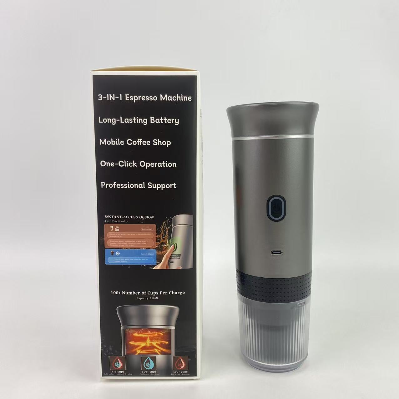 VERSHY Electric coffee makers, Portable Coffee Maker Espresso Machine, Travel Espresso Maker, Cafetera Portatil Expreso with Small Tea Cup, Compatible with Ground Coffee & NS Capsule