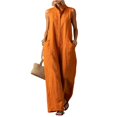 thumbnail image 2 of Womens Sleeveless Linen Jumpsuit Casual Loose Fit Wide Leg One Piece Outfit with Pockets, L, 2 of 4