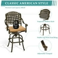 thumbnail image 2 of MEETWARM Outdoor Swivel Barstools Cushions Cast Aluminum Frame - Set of 2, Dark Bronze, 2 of 7