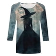 thumbnail image 5 of Godom 2025 Halloween Shirts for Women 3/4 Sleeve Ghost Graphic Tees Festival Tops Crew Neck T-Shirt, 5 of 6