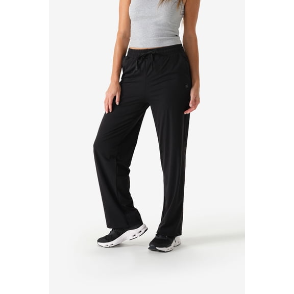 Fieldsheer Everyday Athletic Pant for Women, Nylon with 30% Spandex, Zippered Back Pocket, Elastic Draw Cord Waist, Black