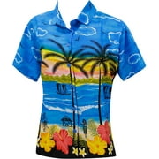 HAPPY BAY Women's Hawaiian Shirt Tank Tunic Blouse Tops Cover Up XXL Blue_X79