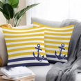 thumbnail image 2 of Throw Pillow Covers 24x24 Inch Set of 2, Yellow Striped Waterproof Outdoor Pillow Covers, Navy Blue Nautical Anchor Geometric Decorative Cushion Pillowcases for Couch, Sofa, Bed, Garden, Patio, 2 of 9