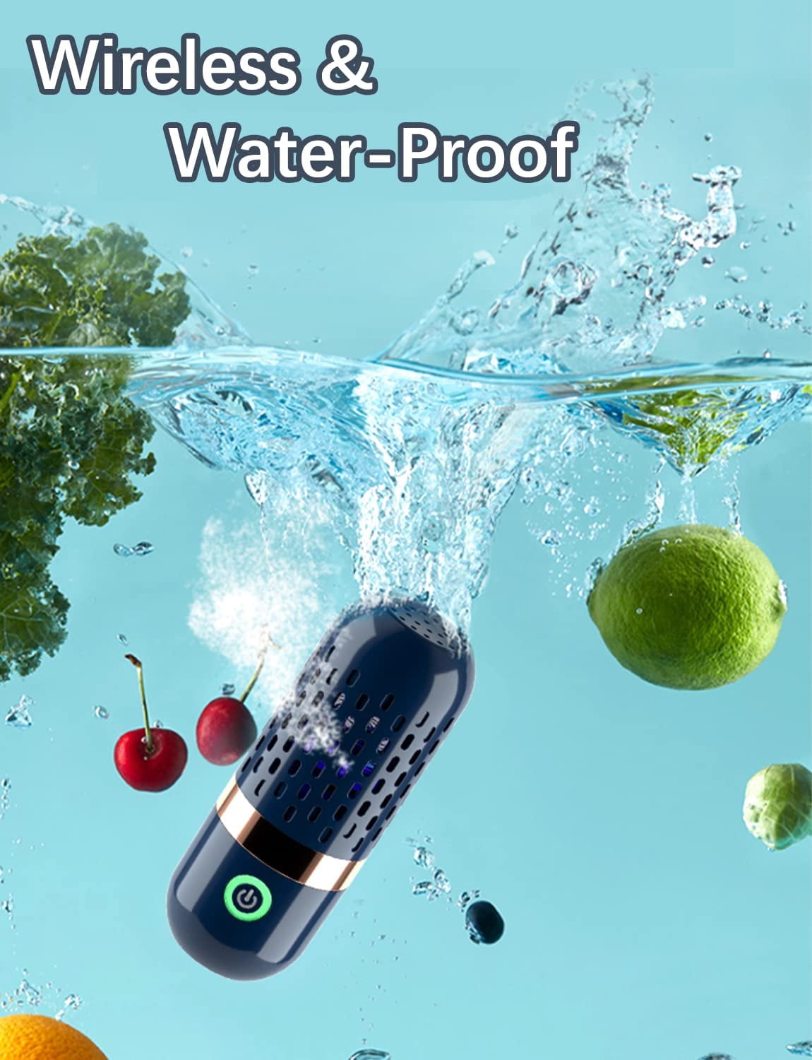 Fruit and Vegetable Cleaner Machine, Wireless Food Purifier with OH-ion Technology, 99.9% Sterilization Device for Fruits Grain Meat, USB Rechargeable