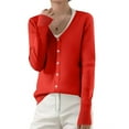 thumbnail image 2 of YDDIAN V Neck Cardigan for Women Y2k Button Loose Fit Knit Sweaters Long Sleeve Winter Casual Dressy Cardigan Red M, 2 of 5