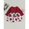 thumbnail image 4 of Bagilaanoe Toddler Baby Girl Fall Dress Floral Print Long Sleeve A-line Dresses 6M 9M 12M 18M 24M 3T Kid Fall Patchwork Skirt, 4 of 7
