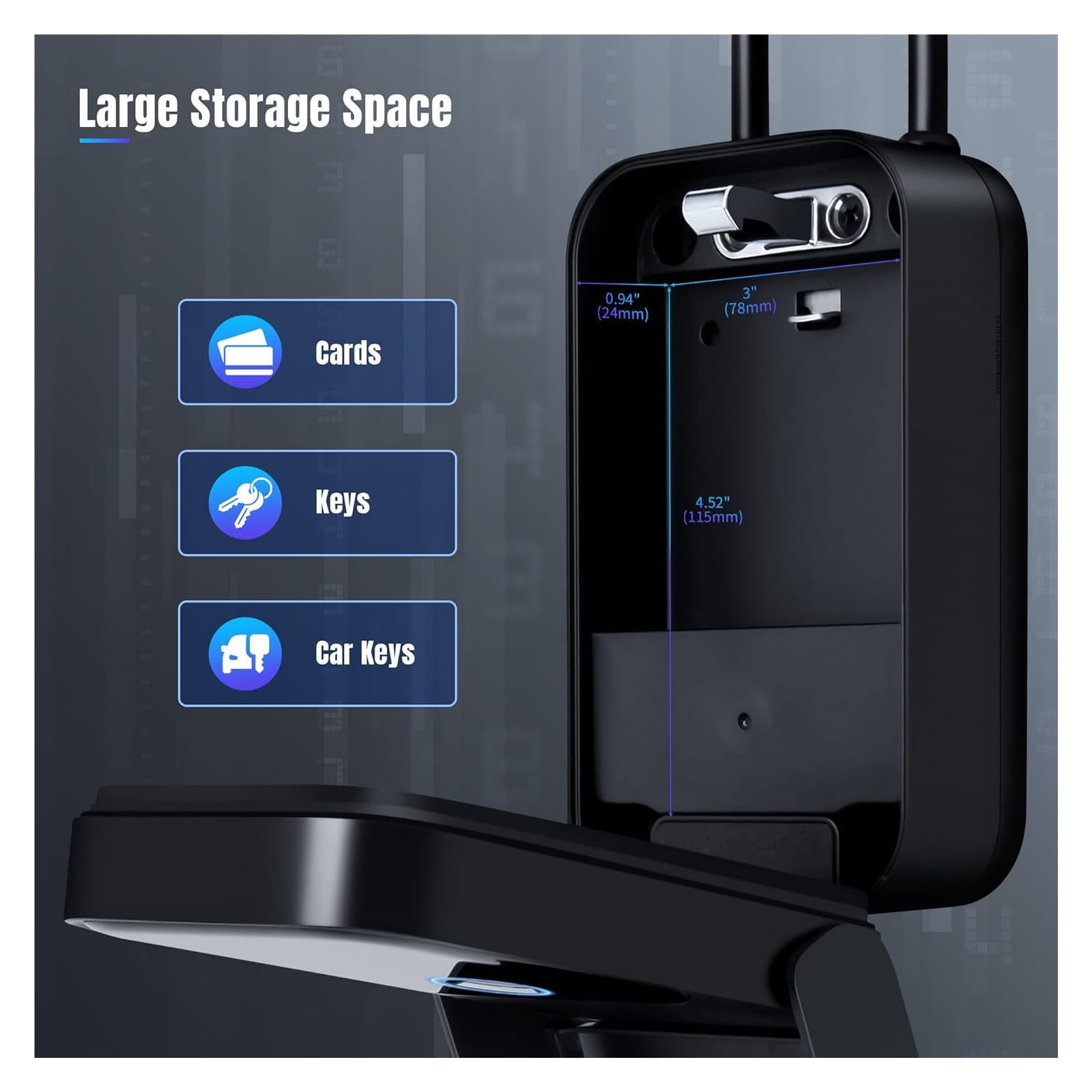 Smart Key Lock Box Fingerprint Control Passcode Access Card Bluetooth Unlock ,House, Apartment, Office Key Storage
