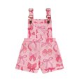 thumbnail image 2 of Aojekbee Baby Girl Summer Overalls Sleeveless Elastic Waist Football Print Suspender Romper Toddler Playsuit, 2 of 10