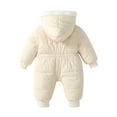 thumbnail image 4 of Busydd Baby Girl Winter Clothes 0-2 Years Solid Color Long Sleeve Warm Puffer Baby Boy Romper Winter Warm Hooded Zipper Newborn Girl Outfits, 4 of 7