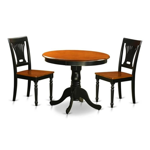 East West Furniture Antique 3-piece Dining Set with Wooden Chair in Black/Cherry