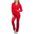 thumbnail image 2 of ToBeInStyle Women's Velour Tracksuit Zip-Up Hooded Jacket and Matching Pants, 2 of 5