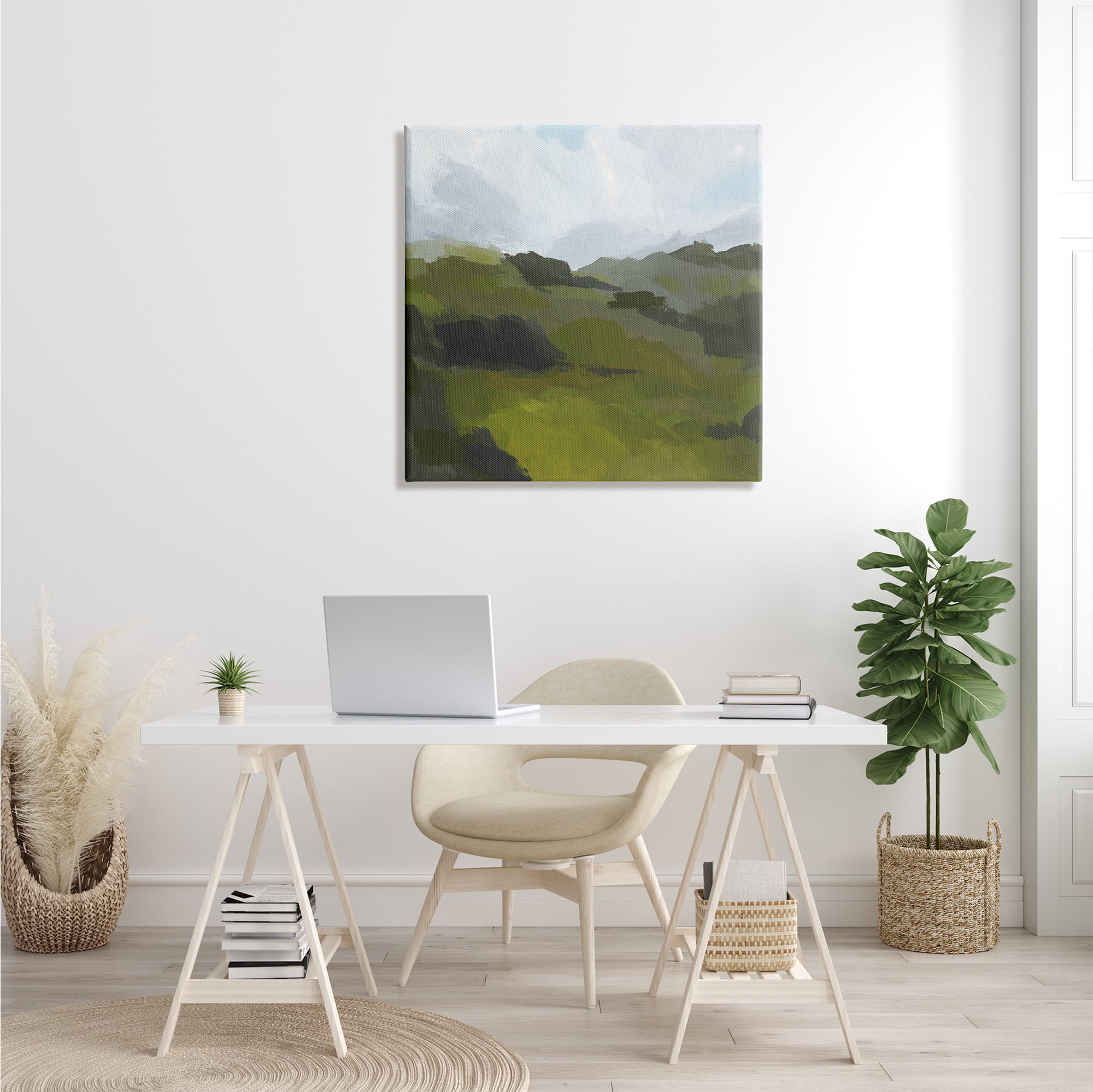 Stupell Industries Cloudy Hill Top Horizon Contemporary Green Foliage Landscape Painting Gallery Wrapped Canvas Print Wall Art, 30 x 30