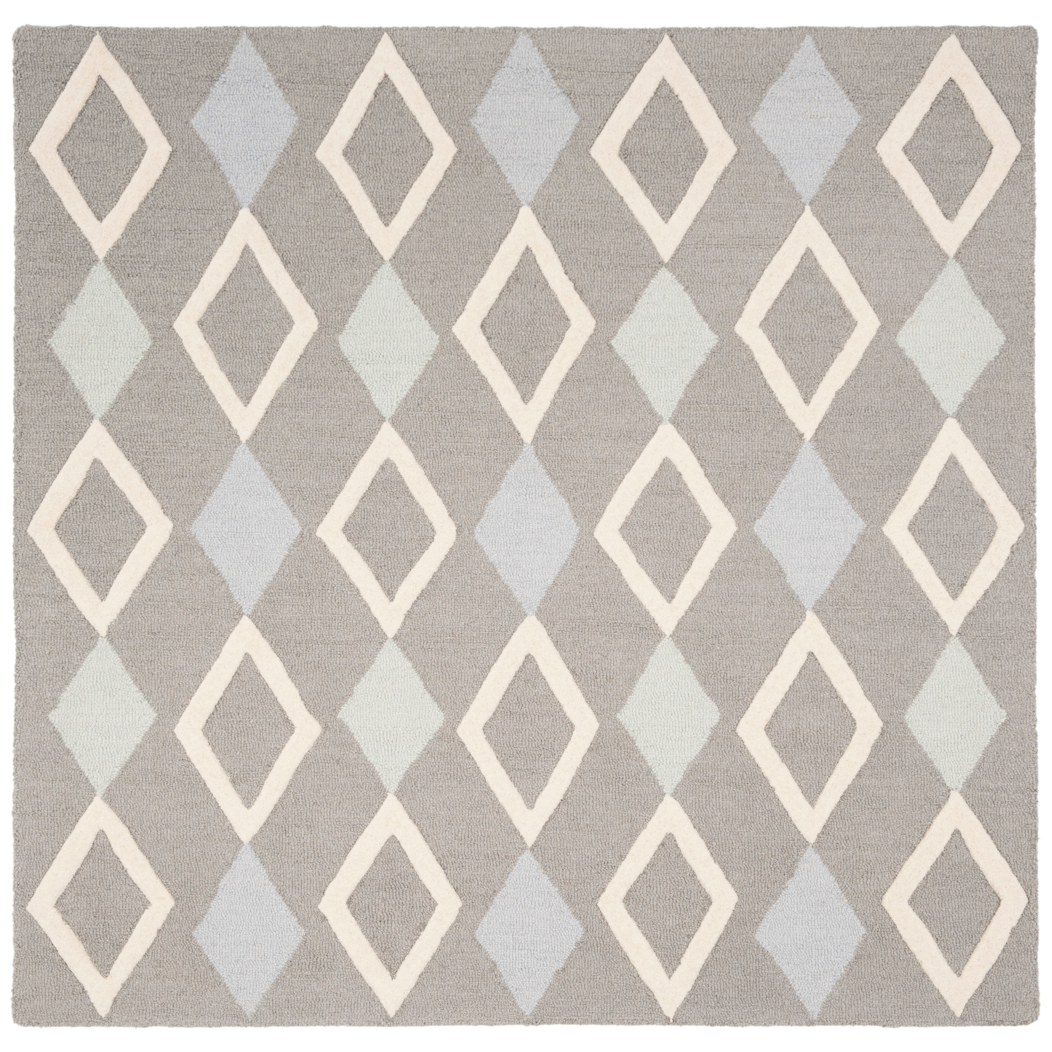 SAFAVIEH Kids Diamonds Wool Area Rug, Grey/Multi, 5' x 5' Square