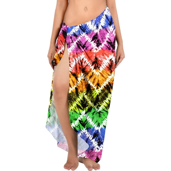 LA LEELA Women's Bikinis Wraps Vacation Summer Sarong Long Beach Beachwear Swimwear Swim Cover ups Bathing Suit Coverups One Size Varicolor, Chevron