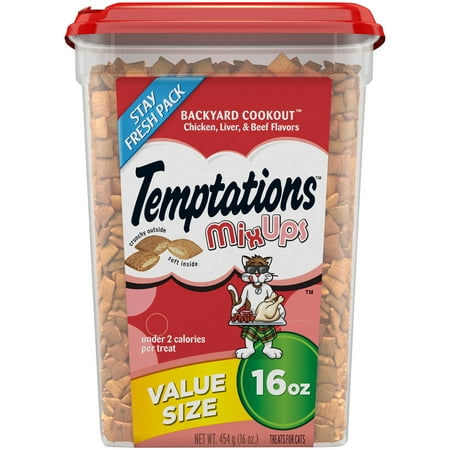 TEMPTATIONS MixUps Treats for Cats BACKYARD COOKOUT Flavor, 16 oz. Tub