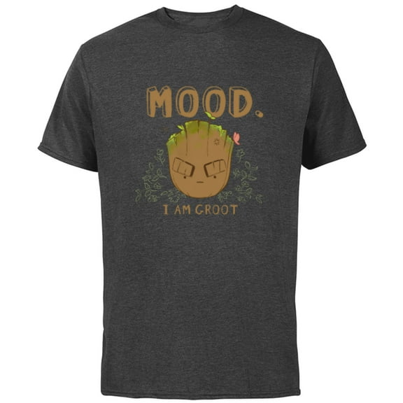 Marvel Groot Mood I Am Groot Guardians of the Galaxy - Short Sleeve Cotton T-Shirt for Adults - Customized-Charcoal