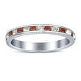 thumbnail image 2 of Full Eternity Stackable Band Ring Red Garnet & CZ 925 Sterling Silver Size 5, 2 of 5