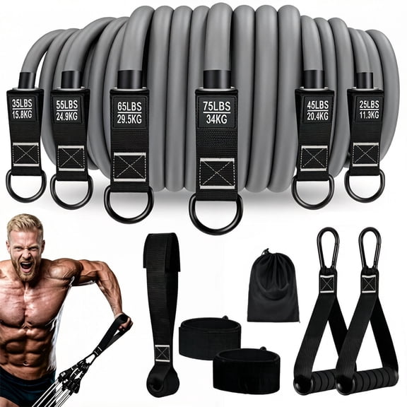 iFaveorr 300 LBS Resistance Bands Set 6 Stackable Exercise Bands with Door Anchor Handles Ankle Straps Carry Bag for Full Body Workout