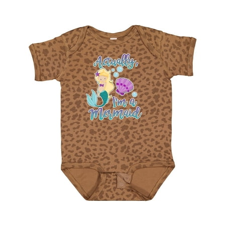 

Inktastic Actually Im a Mermaid with Seashell and Bubbles Gift Baby Girl Bodysuit