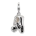 thumbnail image 1 of Sterling Silver Amore La Vita Polished 3-D Moveable Enameled Soccer Shoe and Ball Charm Pendant with Fancy Lobster Clasp, 1 of 5