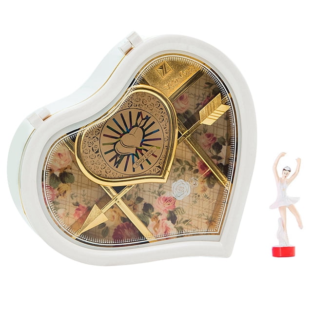 Caja de música de bailarina en forma de corazón Joyero Carrusel Caja de música giratoria con mecanismo de relojería Bonito regalo