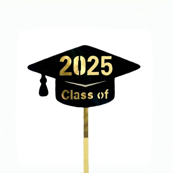 GOOHOCHY Elegant Black Plastic Cake Toppers for Graduation Season Decoration with Acrylic Material 6pcs