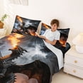 thumbnail image 3 of Metsweet Wildlife Dragon Queen Sheets 4 Pieces, Abstract Flame Queen Sheet Sets, Black Orange Gray,1 Fitted Sheet, 1 Flat Sheet and 2 Pillowcases, 3 of 5