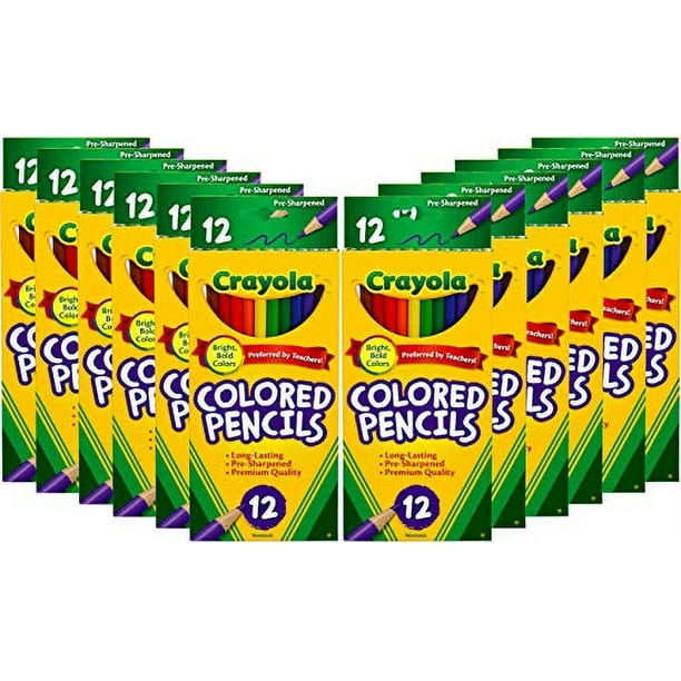 Crayola Colored Pencils Bulk, 12 paquetes de lápices de colores con 12 colores, rellenadores de medias, regalos