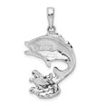 thumbnail image 4 of FJC Finejewelers 925 Sterling Silver Rhodium Plated Enameled Jumping Bass Fish Charm 30 x 19 mm, 4 of 6