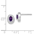 thumbnail image 3 of 925 Sterling Silver Rhod-plated With Purple and White CZ Oval Stud Earrings; for Adults and Teens; for Women and Men, 3 of 3