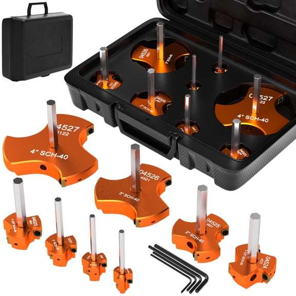 6 PCS Triple Blade PVC Pipe Reamer Kit - Plastic Pipe Fitting Reamer Tool for Plumbing, 3 Blades Inserts PVC Fitting Saver for SCH40, ABS, CPVC Pipe, 3/4", 1", 1-1/2", 2", 3", 4"