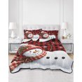 thumbnail image 2 of Quilt King Size Bedding Set, Christmas Scarf Snowman Reversible Summer Quilt 3 Pieces, Red Black Plaid Xmas Snowflake Lightweight Bedspreads Coverlets with 2 Pillow Shams for All Seasons, 2 of 5