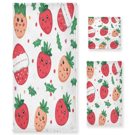 Three-Piece Towel Set Face Towel Towel Set Hand Towel Bath Towel Cotton Bath Towels Bath Towel Sets Hand Bath Towels Christmas Strawberry