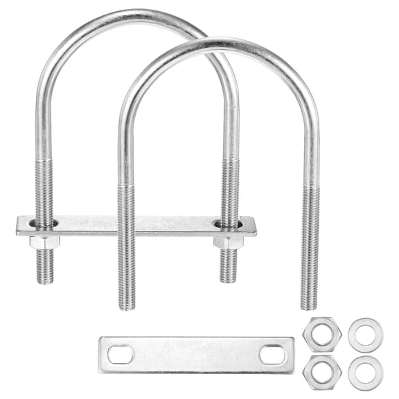U Bolts 2 Sets (3/8"(M10)x3.54"x5.9"), Round U Bolt Kits 304 Stainless Steel with Accessories - for Construction, Pipe, Trailer, Automotive, Leaf Spring Fastener