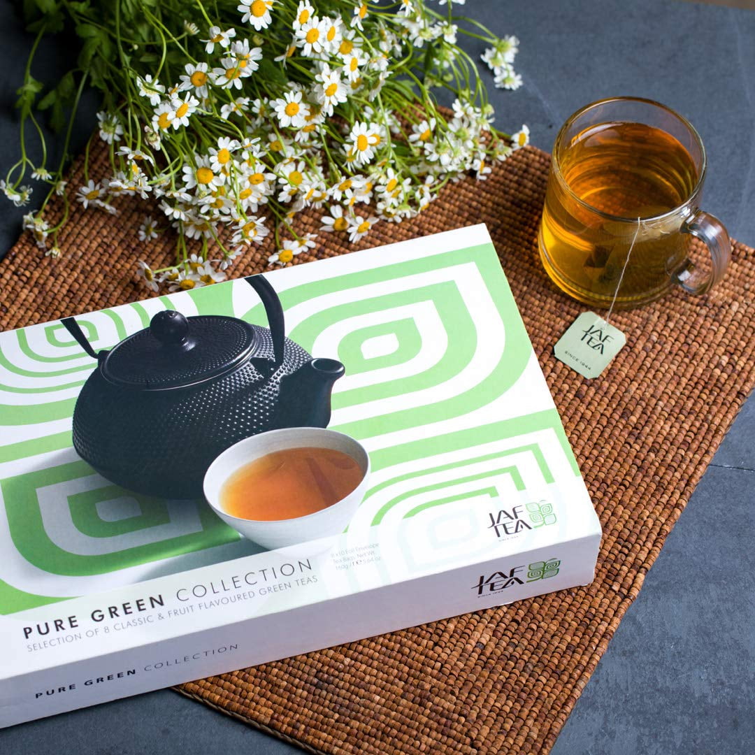 Jaf Tea - Tea Sampler Gift Set Box, 80 COUNT - 8 Tea Variety Pack - Green Teas Including: Jasmine Tea, Mint Tea, and Oolong Tea - 80 Tea Bags (10 of each)