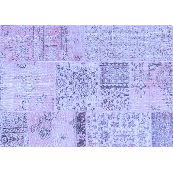 Ahgly Company Machine Washable Indoor Rectangle Patchwork Blue Transitional Area Rugs, 5' x 8'
