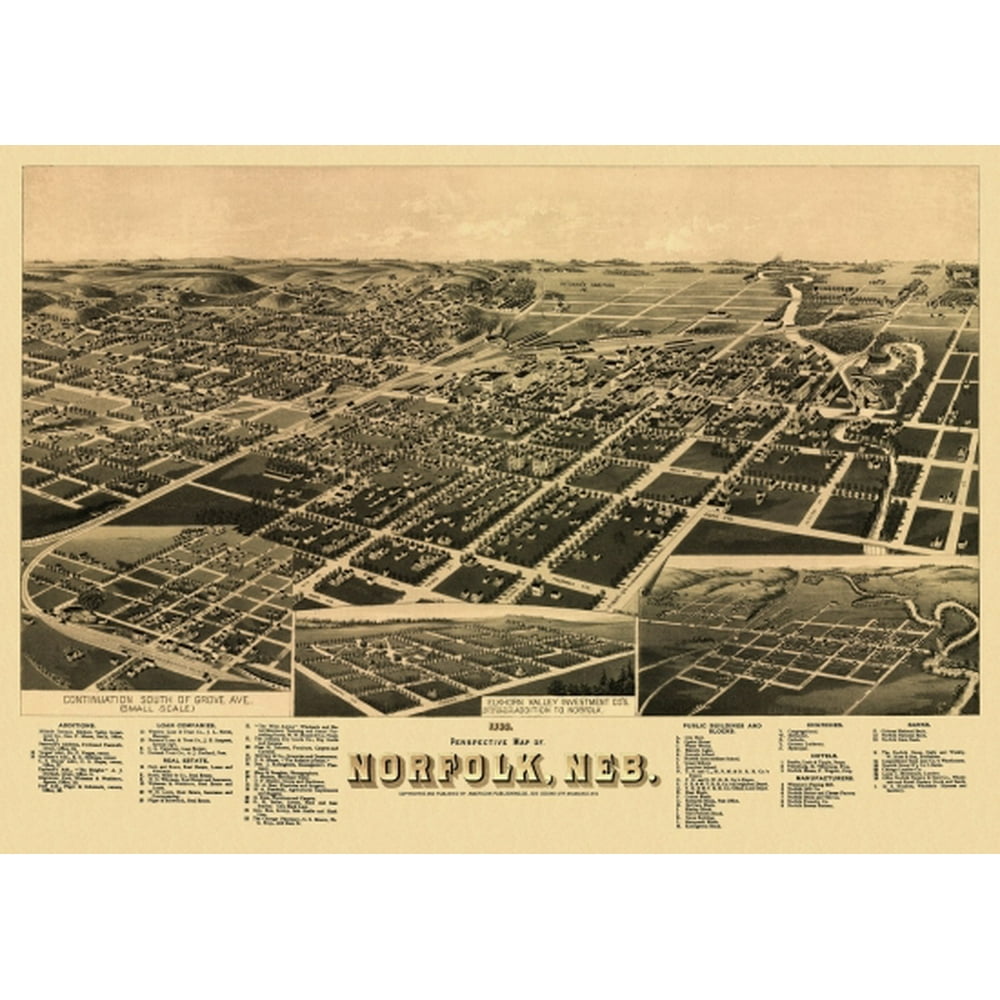 Old Map Of Norfolk Nebraska 1889 Madison County Poster Print 18 X 24