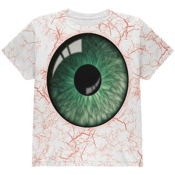 Halloween Green Creepy Eyeball Costume All Over Youth T Shirt