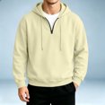 thumbnail image 4 of Trgacdwlo Mens Quarter Zip Hoodies Solid Color Long Sleeve Mens Pullover Shirts Drawstring Fall Winter Workout Men's Sweatshirts and Hoodies Khaki M, 4 of 5