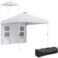 thumbnail image 2 of Outsunny 10' x 10' Pop Up Canopy Tent with Sidewall, Instant Sun Shelter with Storage Pockets, Height Adjustable, White, 2 of 9
