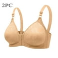 thumbnail image 2 of Elainilye Fashion Womens Bras No Underwire Full Support Bra 2 Pcs Oversized and Thin Underwear Ring Side Fold Breast Lift Bra,Brown, 2 of 4
