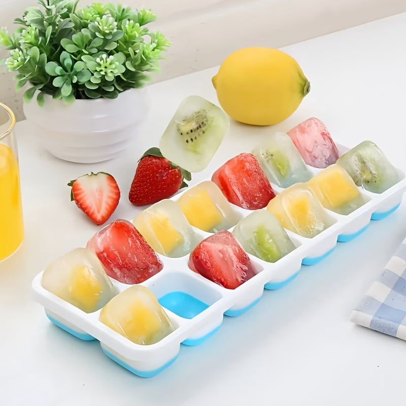 4-Pack Colorful Flexible Ice Cube Trays with Lids - BPA-Free Stackable Ice Molds for Cocktails, Coffee, and Food Storage