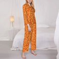 thumbnail image 3 of Fotbe Orange Glitter Conjunto de Pijama de Manga Larga para Mujer con Estampado, Ropa de Dormir de 2 Piezas, Conjunto de Casa Suave y Cómodo con Bolsillos-Medium, 3 of 7