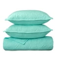 thumbnail image 4 of Martha Stewart Everyday 3 Piece Quilt Set - King, Solid Aqua, 4 of 8