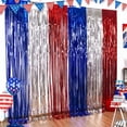 thumbnail image 2 of 2Pcs 4th of July Decorations,Red White and Blue Tinsel Foil Fringe Curtains,4th of July Photo Booth Prop Streamer Backdrop for America Patriotic Party,Independence Day,Labor Day(3.3 x 6.6ft), 2 of 7