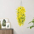 thumbnail image 4 of Djiypn 4 Pack Artificial Hanging Flowers, Fake Flowers Hanging Plant Morning Glory Flower, Artificial Faux Silk Spring Flower for Wall Front Door Yard Garden Wedding Outdoor Decoration(Yellow), 4 of 9
