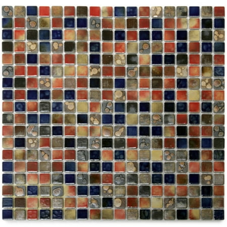 Solistone Terrene 12 in. x 12 in. Calypso Glazed Multicolor Porcelain Mosaic Wall Tile, Case of 10