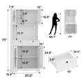 thumbnail image 6 of spanspace 70.9" Kitchen Pantry Cabinet with Power Outlet and LED Light, 2 Drawers Buffet Storage Cabinet with Glass Doors and Adjustable Shelves for Dining Room Living Room, White, 6 of 9