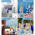 thumbnail image 4 of CoTa Global Blue Wave Lighthouse with LED Light Nautical Decor - Handmade Wooden Lighthouse Beach Decorations for Home, Coastal Centerpiece Home Decor for Table Top - 12.25 Inches, 4 of 9