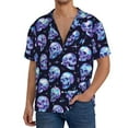 thumbnail image 1 of Balery crystal Skull Camisa Casual de Manga Corta con Botones para Hombre, Texturizada, Estilo Cubano, para Playa, Verano-XX-Large, 1 of 5